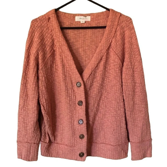 Two by Vince Camuto persimmon orange cardigan Comfortable Cotton Loungewear Fall - Picture 4 of 9